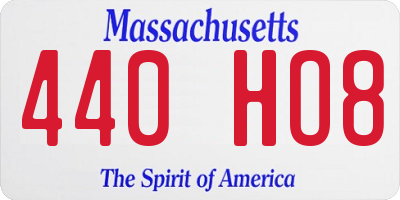 MA license plate 440HO8