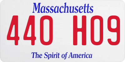 MA license plate 440HO9