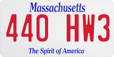 MA license plate 440HW3