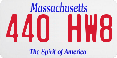 MA license plate 440HW8