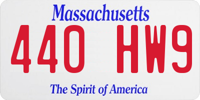 MA license plate 440HW9