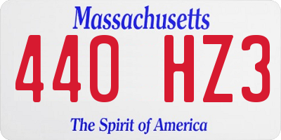 MA license plate 440HZ3