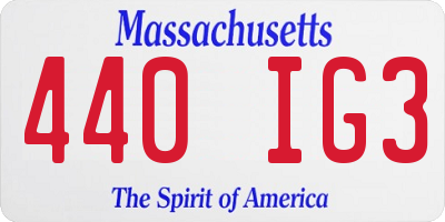 MA license plate 440IG3