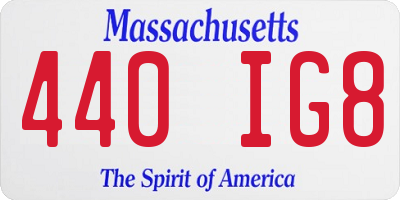 MA license plate 440IG8