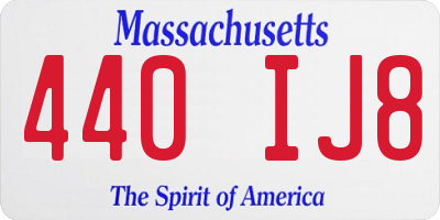 MA license plate 440IJ8