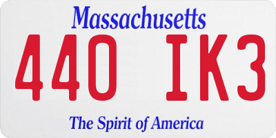 MA license plate 440IK3