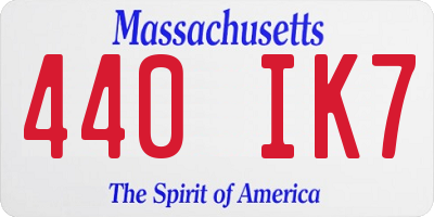MA license plate 440IK7