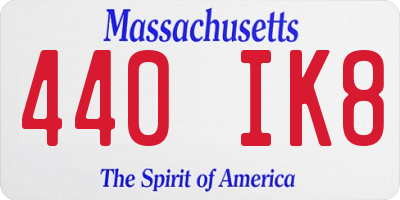 MA license plate 440IK8