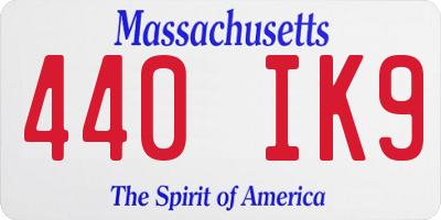 MA license plate 440IK9