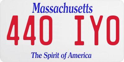 MA license plate 440IY0