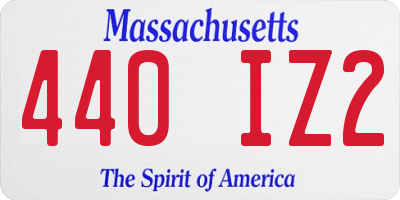 MA license plate 440IZ2