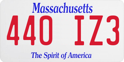 MA license plate 440IZ3