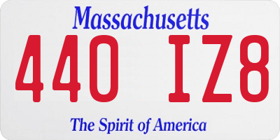 MA license plate 440IZ8