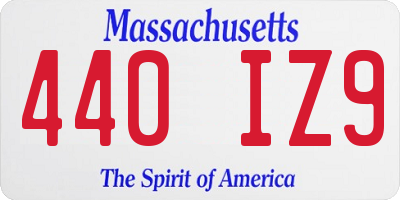 MA license plate 440IZ9