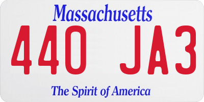 MA license plate 440JA3