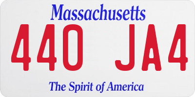 MA license plate 440JA4