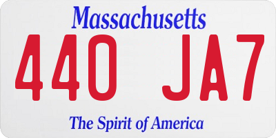 MA license plate 440JA7
