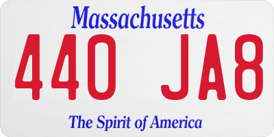 MA license plate 440JA8