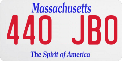 MA license plate 440JB0