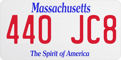 MA license plate 440JC8