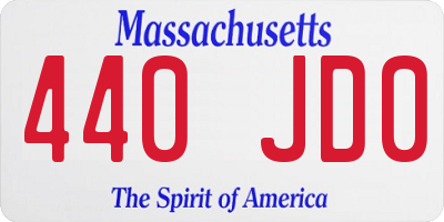 MA license plate 440JD0