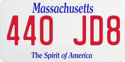 MA license plate 440JD8