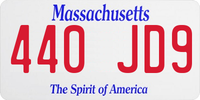 MA license plate 440JD9