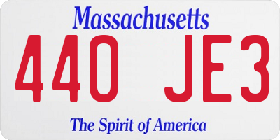 MA license plate 440JE3