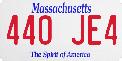 MA license plate 440JE4