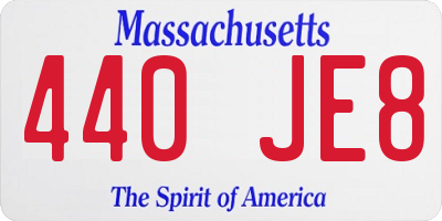 MA license plate 440JE8