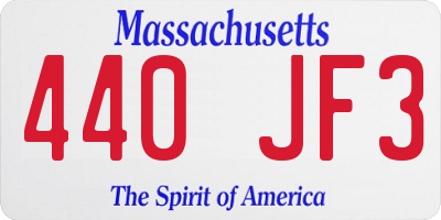 MA license plate 440JF3