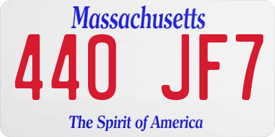 MA license plate 440JF7