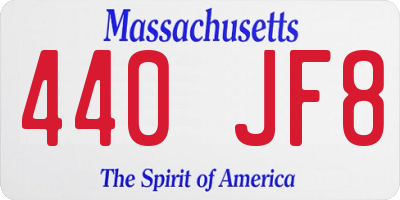 MA license plate 440JF8