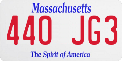 MA license plate 440JG3