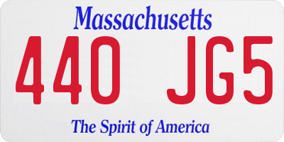 MA license plate 440JG5