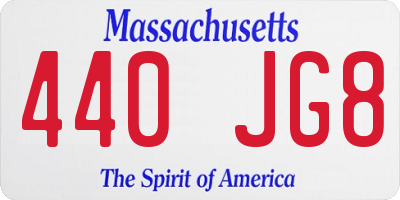 MA license plate 440JG8