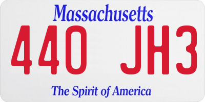 MA license plate 440JH3