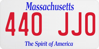 MA license plate 440JJ0