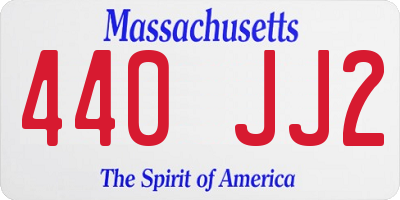 MA license plate 440JJ2