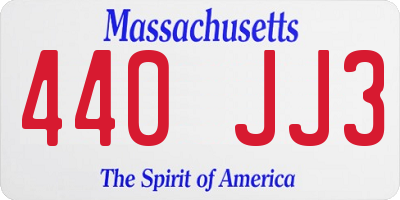 MA license plate 440JJ3