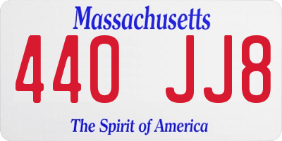 MA license plate 440JJ8