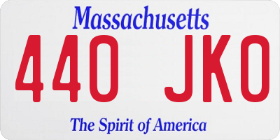 MA license plate 440JK0