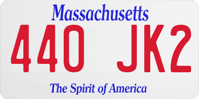 MA license plate 440JK2