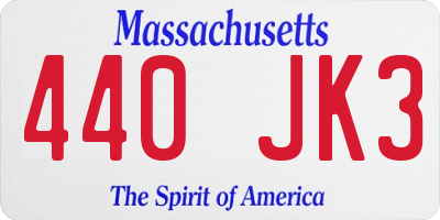 MA license plate 440JK3