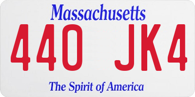 MA license plate 440JK4
