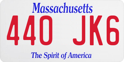 MA license plate 440JK6
