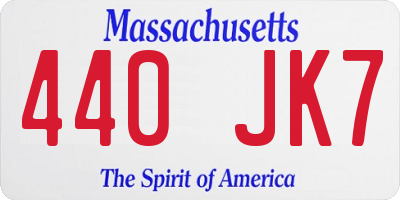 MA license plate 440JK7