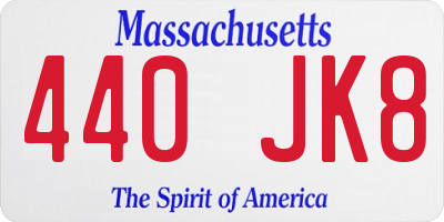 MA license plate 440JK8