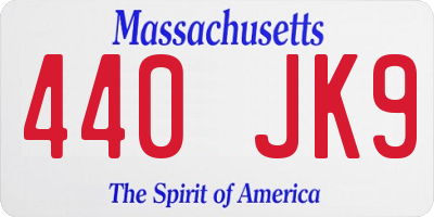 MA license plate 440JK9