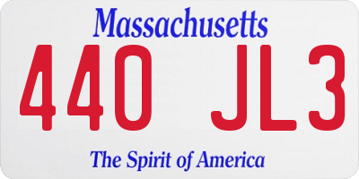 MA license plate 440JL3